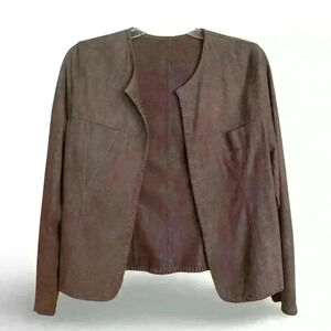Koc Leather & Fur Open Jacket - Taupe/Greige UK 34/US size 6